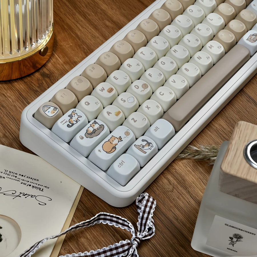 FSWHBY Cheese Burger Custom Keycap Set mit 130 Tasten im MOA Profile, PBT Material mit Five Side Dye Sublimation für MX mechanische Tastaturen, Mehrfarbig - Bild 3