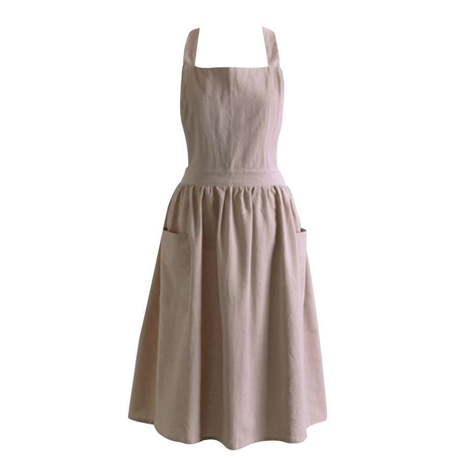 Küchenschürze aus weicher Baumwolle mit überkreuzter Rückseite von Refreshing Home in Beige, Einheitsgröße - Bild 3
