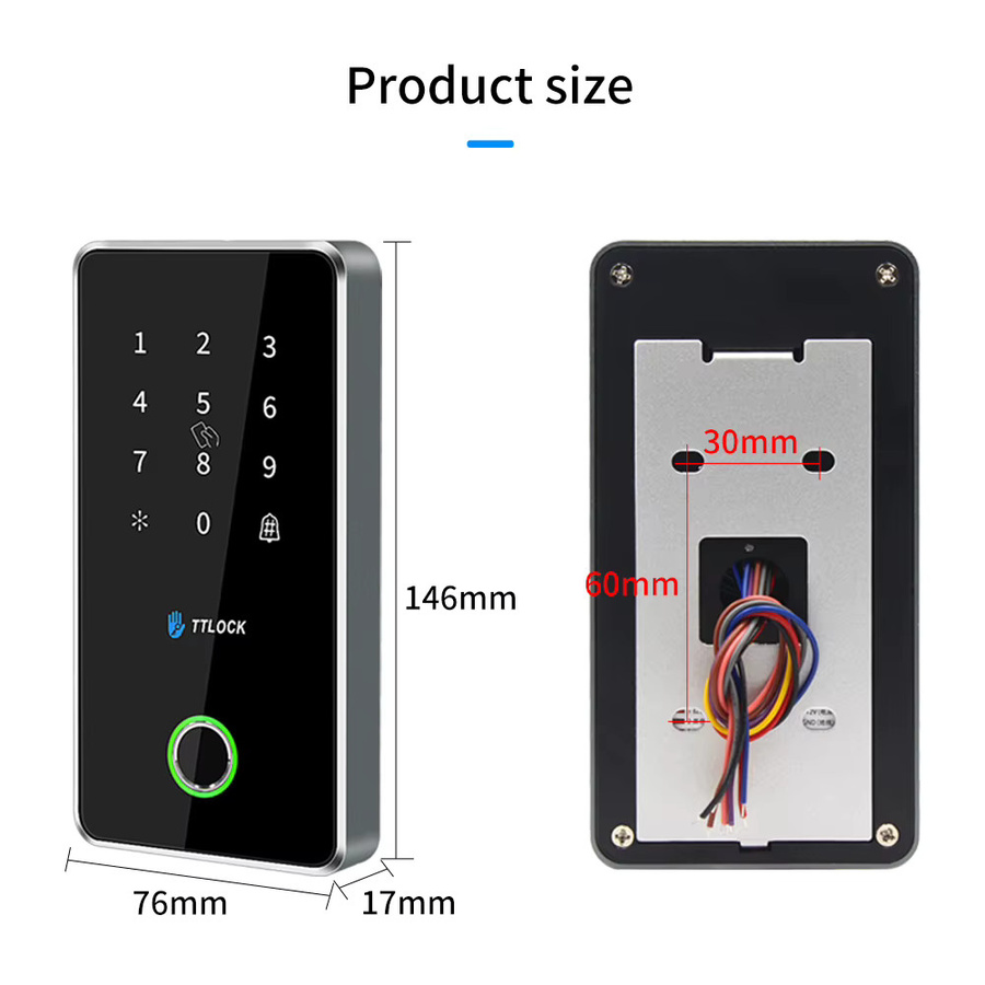 Asia-Teco TTLock Standalone Access Controller aus Metall in Schwarz mit Fingerabdruck, Karte, Passwort und App-Steuerung, IP67 wasserdicht und Alexa-kompatibel - Bild 4
