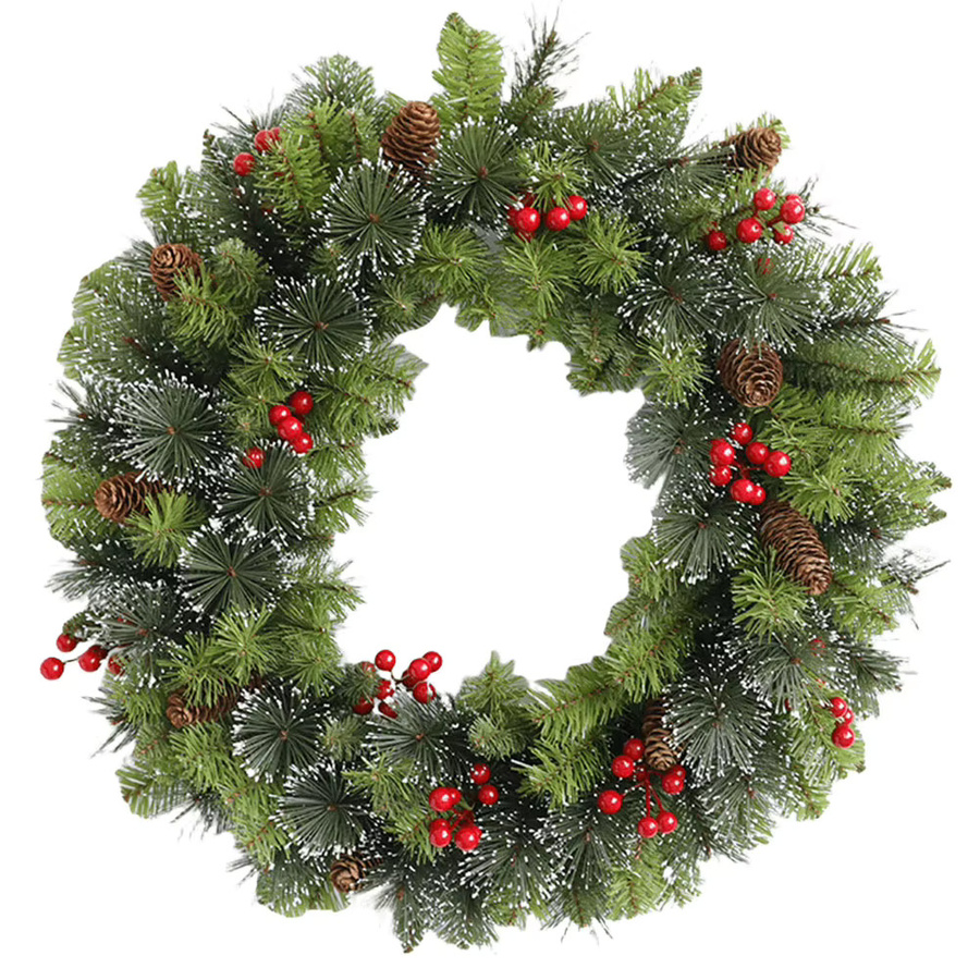 APWIKOGER Weihnachtskranz mit Lichtern, künstlicher Adventskranz in Grün zur Dekoration von Haustür, Fenster oder Wand, Durchmesser: 20 cm - Bild 3