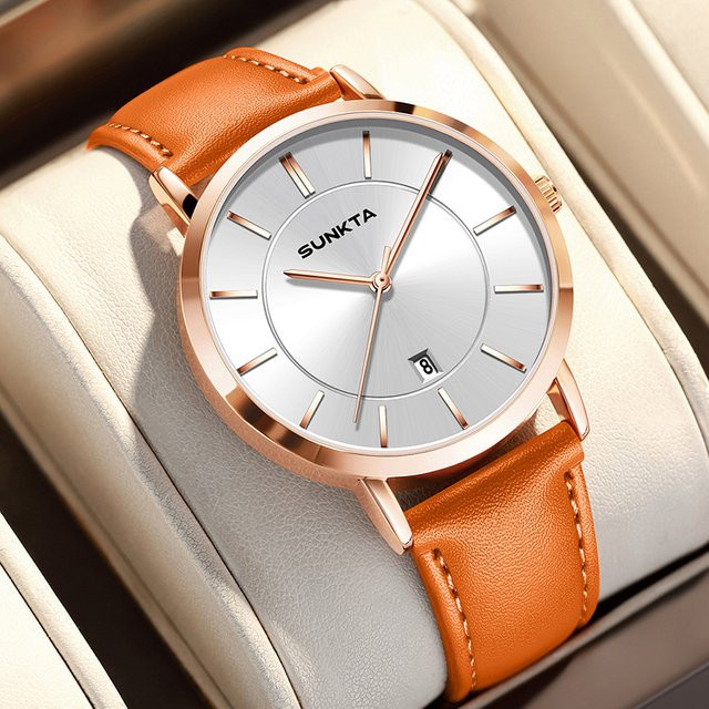 LIGE Armbanduhr Quarz, Leder, Roségold, Herren - Bild 1