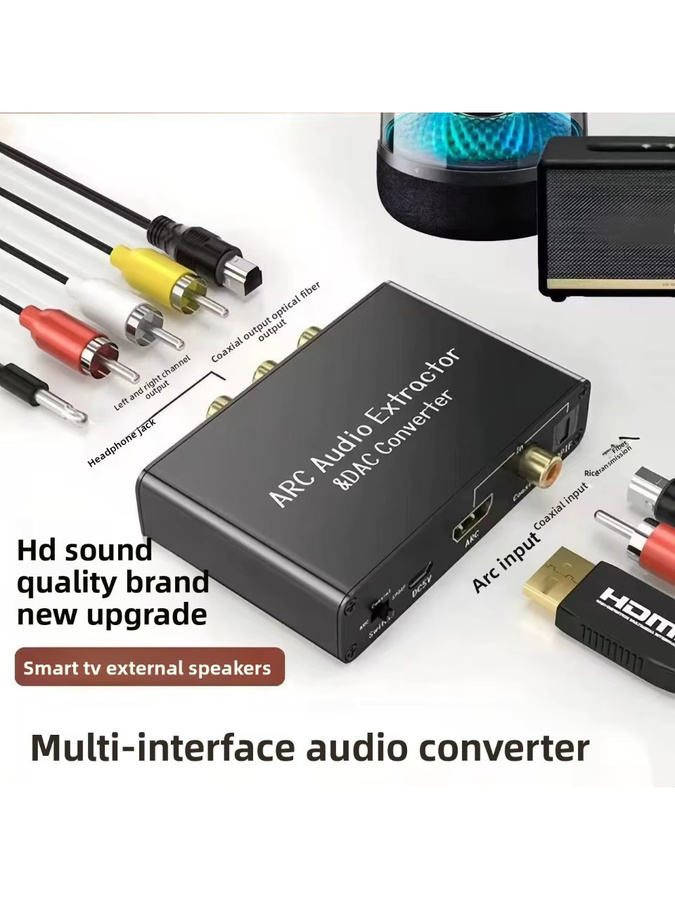 TenYua HDMI ARC Audio Extractor DAC Konverter in Schwarz: Digitaler Optical SPDIF Koaxial zu Analog 3,5mm L/R Stereo Adapter - Bild 7