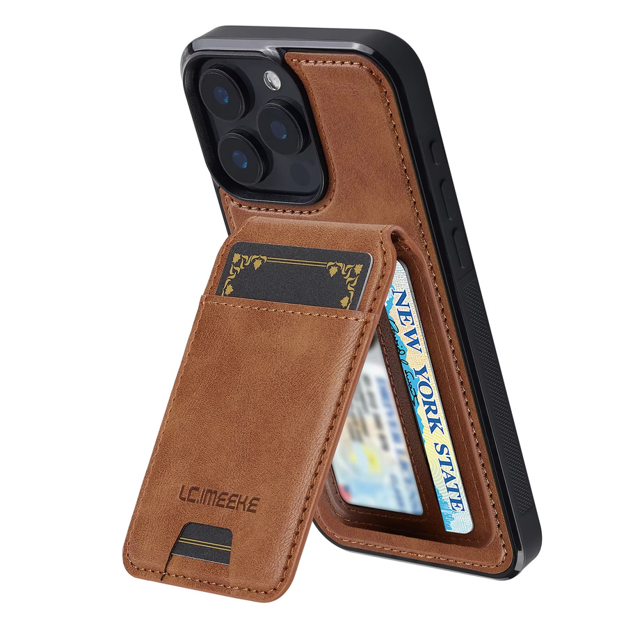 Aierkeba 2-in-1 Magnetische Ledertasche und Kartentasche für iPhone 11 bis iPhone 17 Air in Rot und Braun - Bild 2