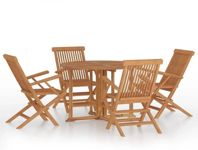 vidaXL 5-tlg Garten-Essgruppe aus Teak Massivholz in Braun, klappbar - Bild 1