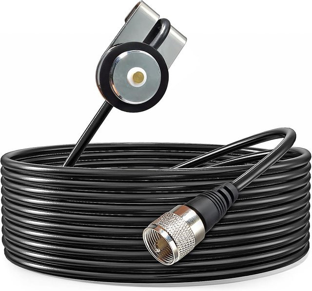 RUNUPTOP Auto NMO Antennenhalterung mit PL259-Anschluss und 13 Fuß RG-58 Koaxialkabel in Schwarz für Mobilfunk, Amateurfunk und Zweiwege-Funkgeräte - Bild 1