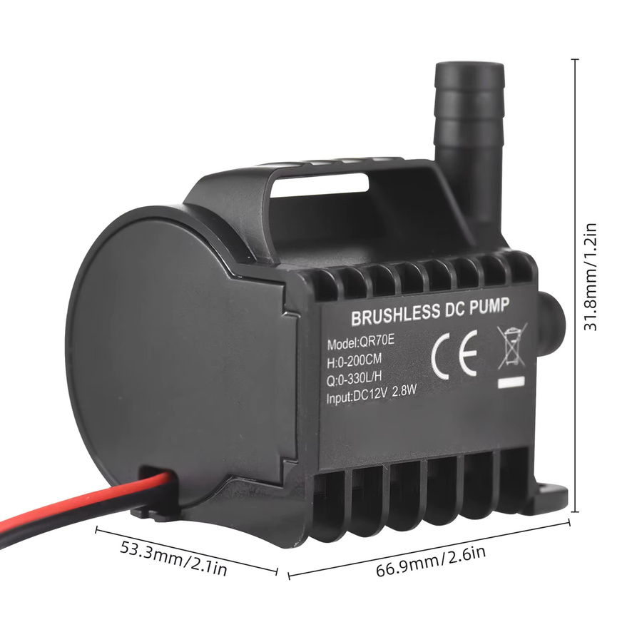 Tauchfähige 12V elektrische Wasserpumpe in Schwarz mit 500L/H Förderleistung und 1,5m Förderhöhe - Bild 5