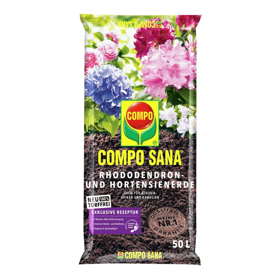Compo Sana Spezialerde für Rhododendron, Hortensien, Azaleen, Eriken und Kamelien, torffrei, 50 kg - Bild 2