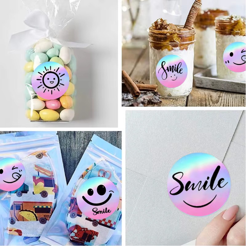 500Zhang Laser Expression Sticker Set mit Dankeschön-Motiv in Multicolour, runde Aufkleber aus Papier zur Dekoration von Geschenkverpackungen und als Schulbelohnungen - Bild 2