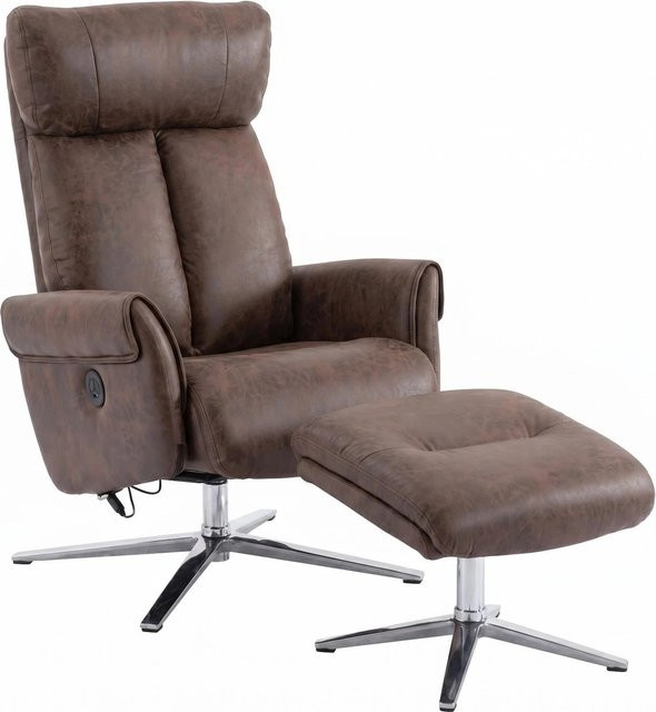 Happy Home Elektrischer Relaxsessel mit Hocker, 360 Grad drehbar, Kunstleder, Braun, B/T/H: 106,5 x 71,5 x 88 cm - Bild 2