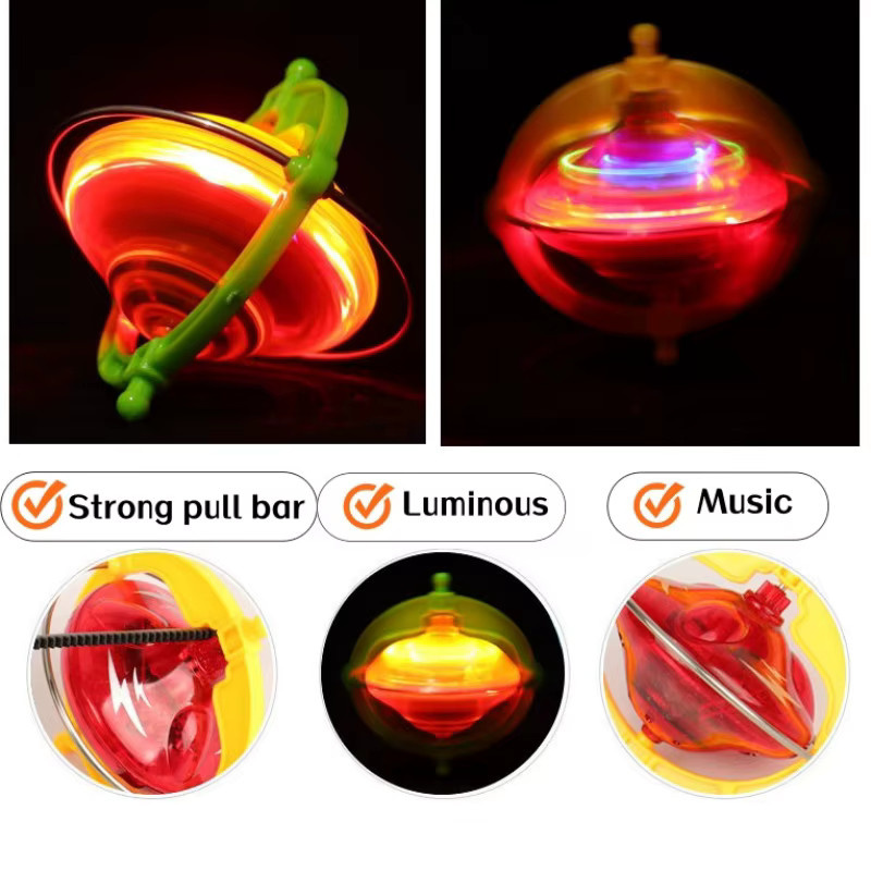 GRAPMAN Magisches leuchtendes Gyroskop, Pull-up-Gyro-Laser, blinkend, mit Musik, Puzzle, Kinderspielzeug - Bild 2