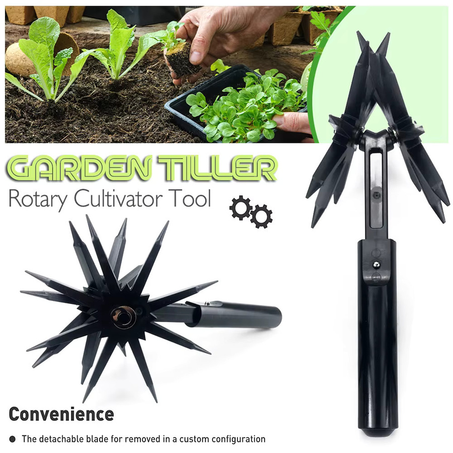 QDS Garten Pinne Rotary Grubber Handheld Werkzeug zum Jäten und Graben in Schwarz - Bild 2