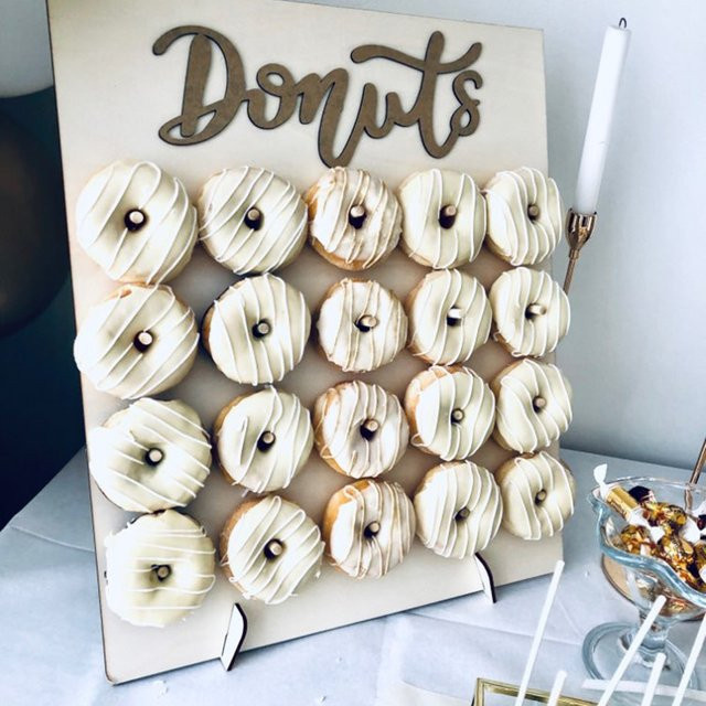 Cyuan Rustikale Holz Donut Wand für Hochzeiten, Geburtstage und Events, B/H: 34,5 x 34,5 cm - Bild 1