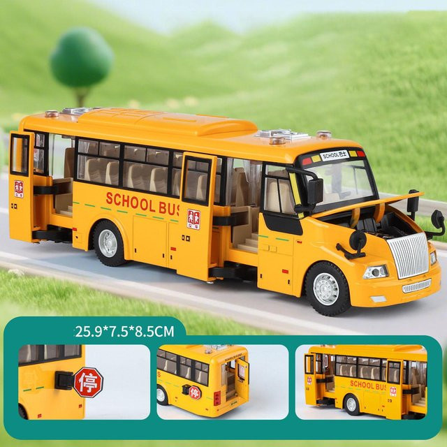 Linyi toy car Schulbus, Die-Cast Modell Spielzeugauto, 1:24, Gelb, mit Licht und Sound, ab 14 Jahren - Bild 1