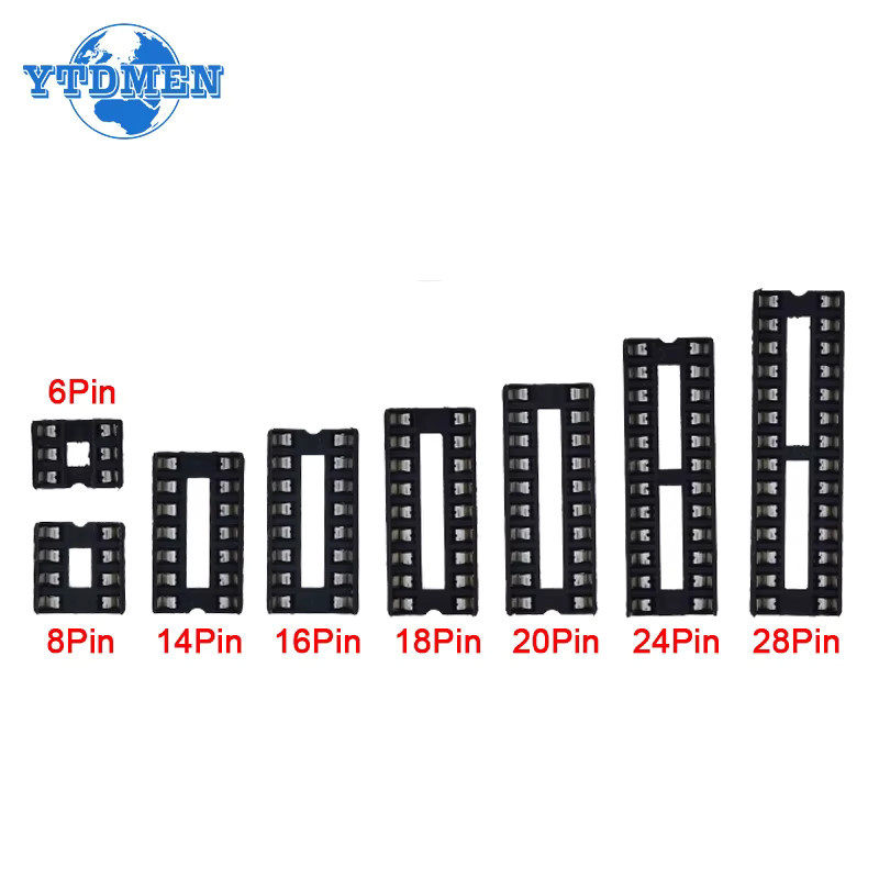 YTDMEN IC Sitz DIP IC Sockel Adapter Set, 10 Stück, Schwarz, verschiedene Pins (6pin bis 28pin) für DIY-Lötarbeiten - Bild 2