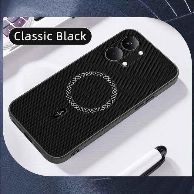 Ultradünne Lederhülle für Xiaomi Poco X8 Pro Max M8 Pro Poco X7 mit Magnetfunktion für MagSafe Wireless Charging in Schwarz - Bild 1