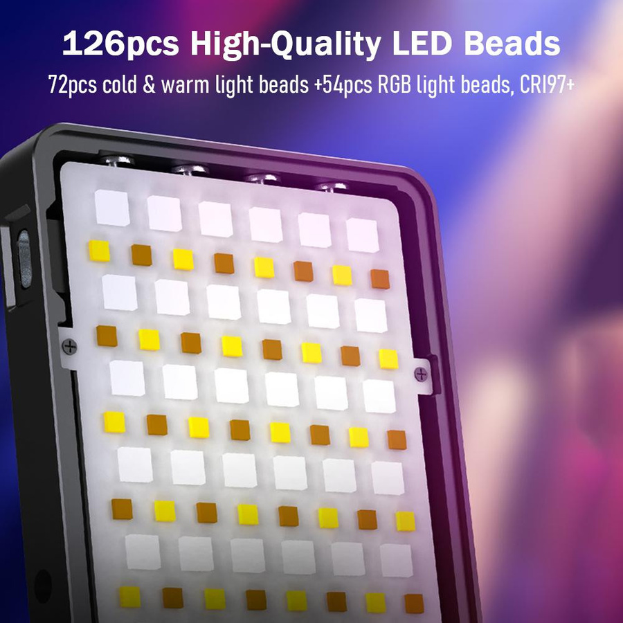 Andoer Tragbares RGB-Videolicht LED-Fülllichtpanel mit 12 Lichteffekten, dimmbar, 3000 K bis 8500 K, CRI97+, schwarz - Bild 10