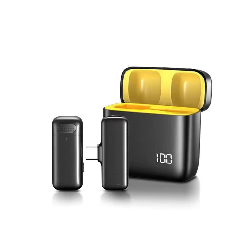 Basix Kabelloses Lavalier-Mikrofon mit Ladeetui, 2,4 GHz USB-C Mini-Ansteckmikrofon mit Geräuschunterdrückung in Schwarz - Bild 5