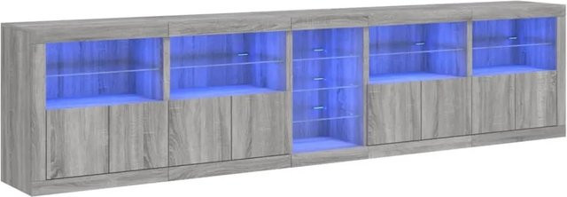 vidaXL Sideboard modern mit LED-Leuchten in Grau Sonoma, B/T/H: 283 x 37 x 67 cm - Bild 1