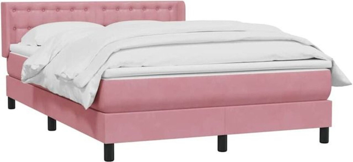 vidaxl Boxspringbett mit Matratze aus Samt in Rosa und Weiß B/T/H: 160 x 220 x 78 cm - Bild 1