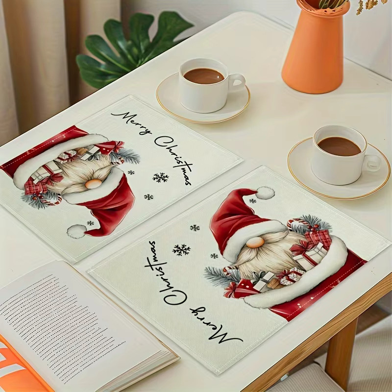 VIKAMA Weihnachtsmann Essmatte aus PVC, wasserdicht und ölbeständig, mehrfarbig, für Weihnachtsdekoration und Partys - Bild 2