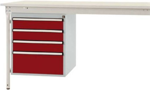 BASI Gehäuse-Unterbau stationär ZB4802.3003 in Rot mit 4 Schubfächern und Nutzhöhe 500 mm für Tischtiefe 800 mm - Bild 1