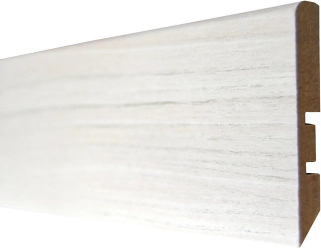 Döllken Profiles Sockelleiste Esche Weiß foliert MDF modern, Höhe: 56 mm, Tiefe: 10 mm, Länge: 2400 mm - Bild 1