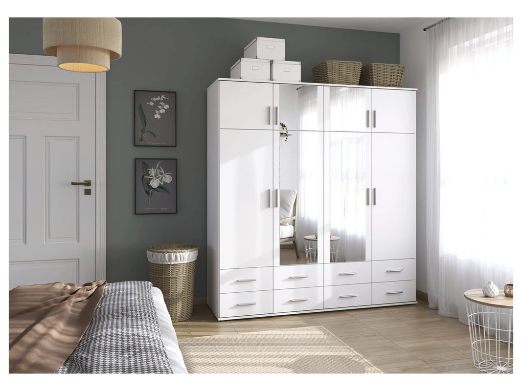 RAUCH BLUE Kemi Drehtürenschrank mit Spiegel und integrierten Schubladen, Blau/Weiß, B/T/H: 135,2 x 53,0 x 194,0 cm - Bild 2