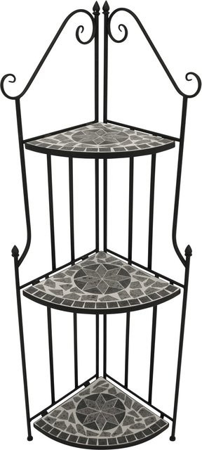 DEGAMO Eckregal SIENA mit drei Ebenen aus Eisen und Mosaik in Grau, Höhe: 142 cm - Bild 1