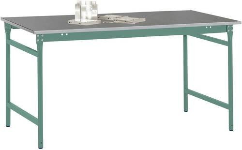 Manuflex Beistelltisch BASIS stationär mit Blechbelag-Platte in Graugrün, B/T/H: 150 x 80 x 78 cm - Bild 1