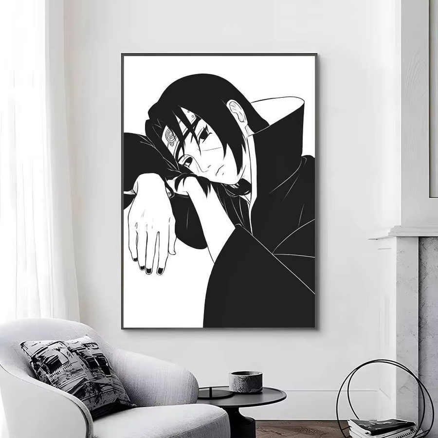 Selbstklebendes Naruto Manga Poster in Schwarz-Weiß aus Papier, rechteckiges Anime Kunstposter für dein Zuhause - Bild 5