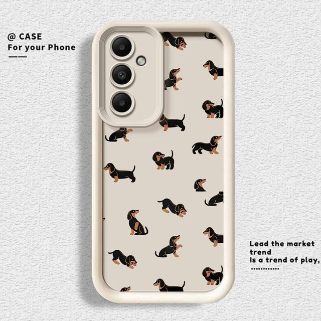 Minimalistische Dackel Handyhülle Case in Beige für Samsung Galaxy A-Serie (A12, A13, A15, A16, A23, A26, A32, A34, A35, A36, A51, A56, A71, A72, A73) - Bild 1