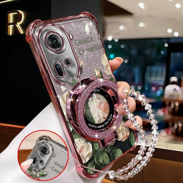 Handyhülle mit Lanyard und Blumenmuster für OPPO Reno Serie in Rosa und Lila - Bild 1