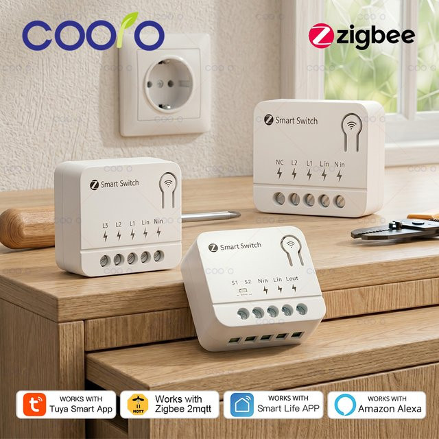 Coolo Zigbee Mini Smart Schalter DIY Lichtschaltermodul in Weiß zur Steuerung mit Alexa, Google Home und Alice (benötigt Zigbee Hub) - Bild 1
