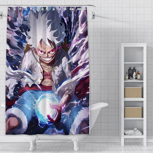 Wasserfester Duschvorhang mit Anime-Motiv L-Luffy von Baifenbai Home Furnishing, bunt, Polyester, B/H: 210 x 180 cm - Bild 1