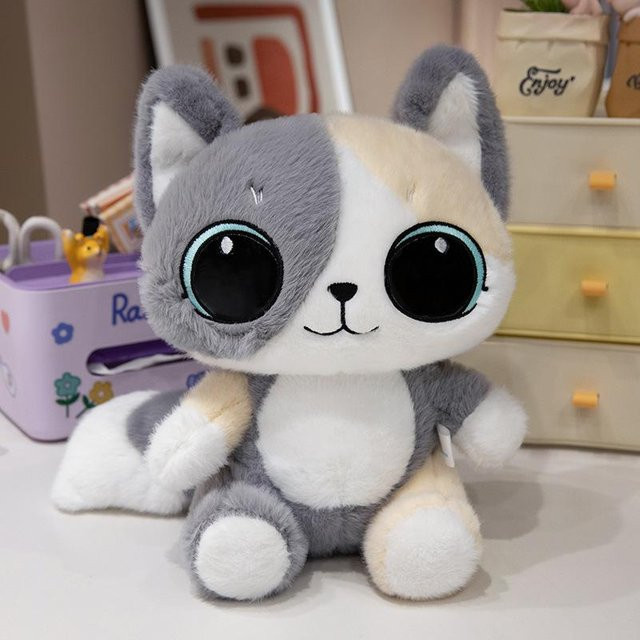 Kätzchenpuppe Plüschtier, graue Stoffpuppe, 22cm - Bild 1