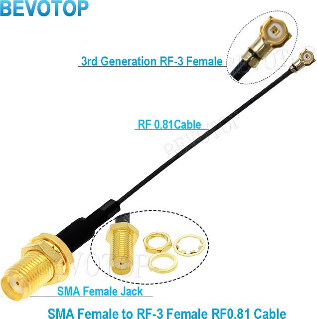 BEVOTOP 10er Set RF Pigtail Verlängerungskabel mit RP-SMA/SMA Buchse auf MHF3 Buchse für WIFI Antennen in Schwarz - Bild 1
