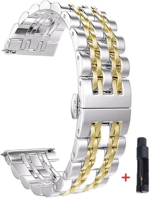 TENGSHANG Uhrenarmband Edelstahl, Silber, Herren - Bild 1