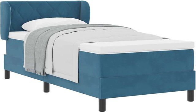 vidaXL Boxspringbett mit Matratze aus Samt in Dunkelblau, B/T/H: 100 x 200 cm - Bild 1
