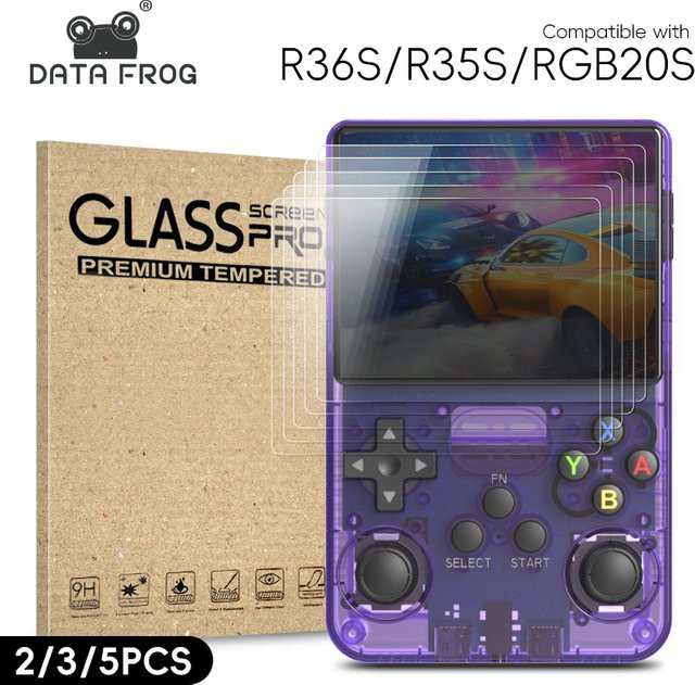 Data Frog Displayschutzfolie aus gehärtetem Glas für R36S R35S RGB20S Handkonsole, transparent - Bild 1