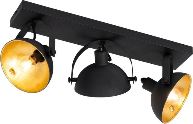 QAZQA Magnax Industrielle Deckenleuchte aus Stahl, 3-flammig, verstellbar und dimmbar, Schwarz und Gold - Bild 1