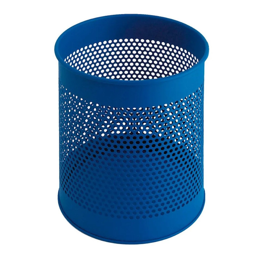 PROREGAL Runder Perforierter Papierkorb aus Metall in Blau, H: 32 cm, Ø: 26 cm, 15 Liter - Bild 2
