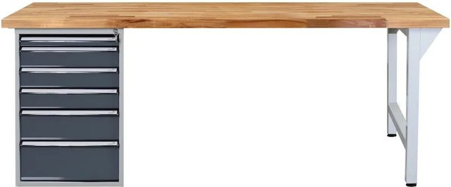 PROREGAL Werkbank Giant Rhino Plus mit 6 Schubladen in Lichtgrau und Anthrazitgrau, H x B x T: 84 x 200 x 70 cm, Traglast 500 kg - Bild 1