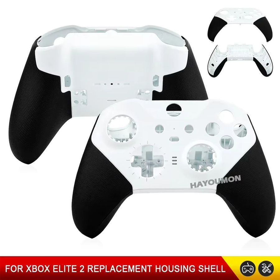Pogopirate Ersatz-DIY-Gehäuse für Xbox Elite Series 2 Controller in Weiß, Frontplatte und Rückseite als Gaming-Zubehör - Bild 4