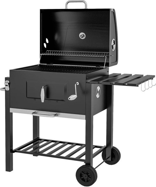 Outsunny Holzkohlegrill BBQ Standgrill aus Edelstahl in Schwarz, B/T/H: 65 x 113 x 108 cm - Bild 3