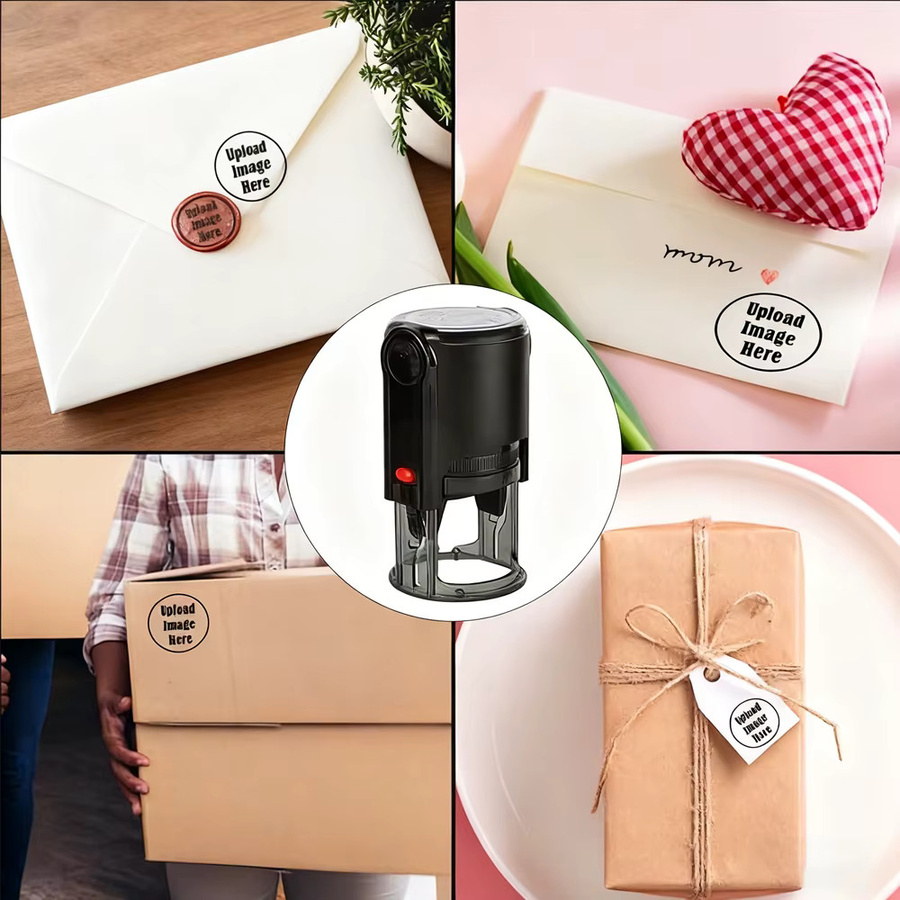 Personalisierter selbstfärbender Stempel für individuelle Adressen, Visitenkarten oder Hochzeitseinladungen in Schwarz oder Lila - Bild 2