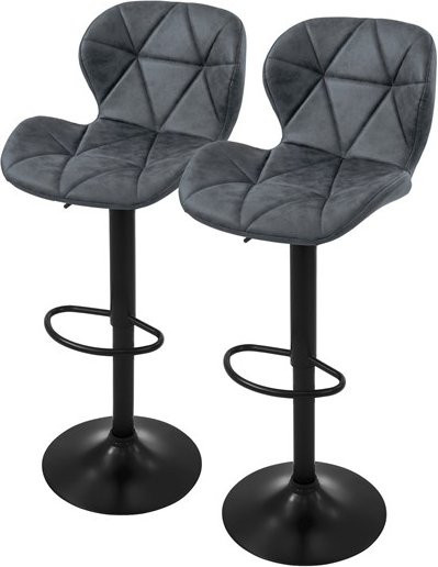 ML-Design Barhocker 2er Set Anthrazit mit Rückenlehne und Fußstütze aus Kunstleder höhenverstellbar - Bild 1