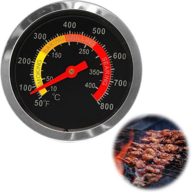 xianyi01 Edelstahl BBQ Smoker Grill Thermometer analog mit Temperaturanzeige 10–400 Grad Celsius in Grau/Silber - Bild 1