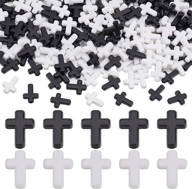 Charms, Kreuzperlen, Kunststoff, Schwarz, 300 Stück - Bild 1
