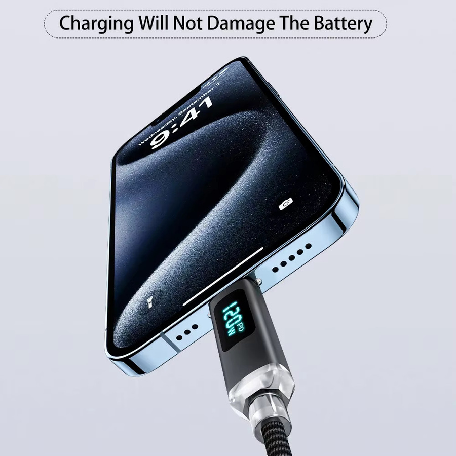 Einziehbares USB-C Spiralkabel 120W 6A Schnellladekabel und Datenkabel in Blau für iPhone Samsung Xiaomi Huawei Typ-C Geräte - Bild 3
