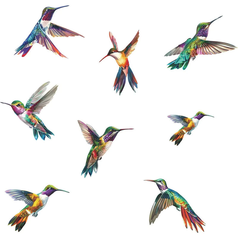 Bunter Kolibri Glasfenster Aufkleber mit Landschaftsmotiv als dekorativer UV-beständiger Fenstersticker für dein Zuhause, mehrfarbig - Bild 5
